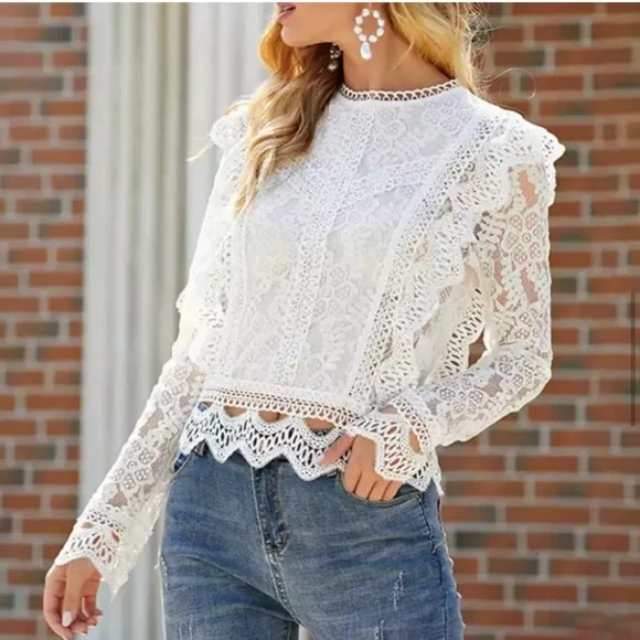 Last 1 L! 5 Star Rated New Bohemian Crochet Top with Back Zipper - Picture 5 of 15